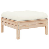 3 Piece Garden Lounge Set with Cream Cushions Solid Pinewood
