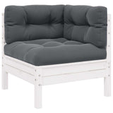 3 Piece Garden Lounge Set with Cushions White Solid Pinewood