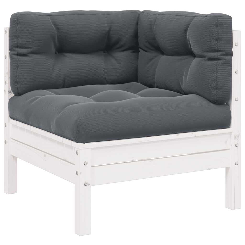 3 Piece Garden Lounge Set with Cushions White Solid Pinewood