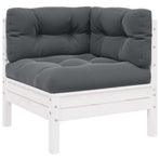 3 Piece Garden Lounge Set with Cushions White Solid Pinewood
