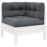 3 Piece Garden Lounge Set with Cushions White Solid Pinewood - Side View
