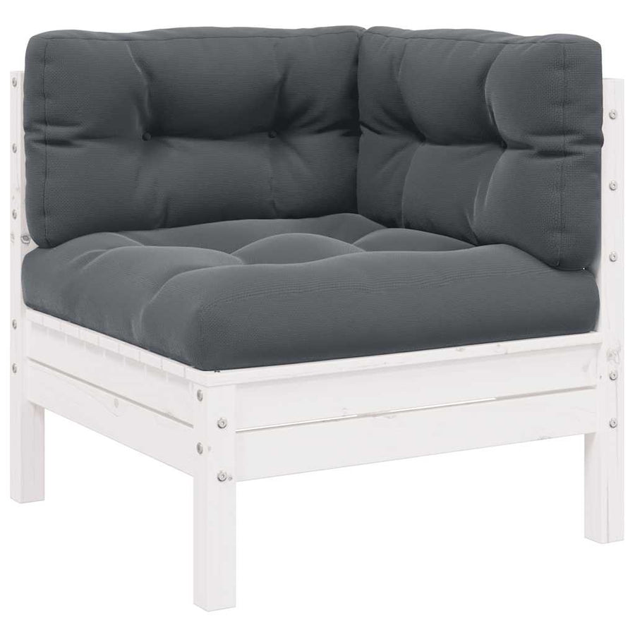 3 Piece Garden Lounge Set with Cushions White Solid Pinewood