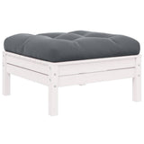 3 Piece Garden Lounge Set with Cushions White Solid Pinewood