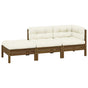 3 Piece Garden Lounge Set with Cream Cushions Solid Pinewood