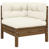3 Piece Garden Lounge Set with Cream Cushions Solid Pinewood - Front View
