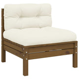 3 Piece Garden Lounge Set with Cream Cushions Solid Pinewood