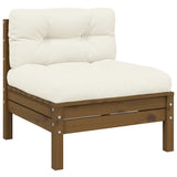 3 Piece Garden Lounge Set with Cream Cushions Solid Pinewood - Side View