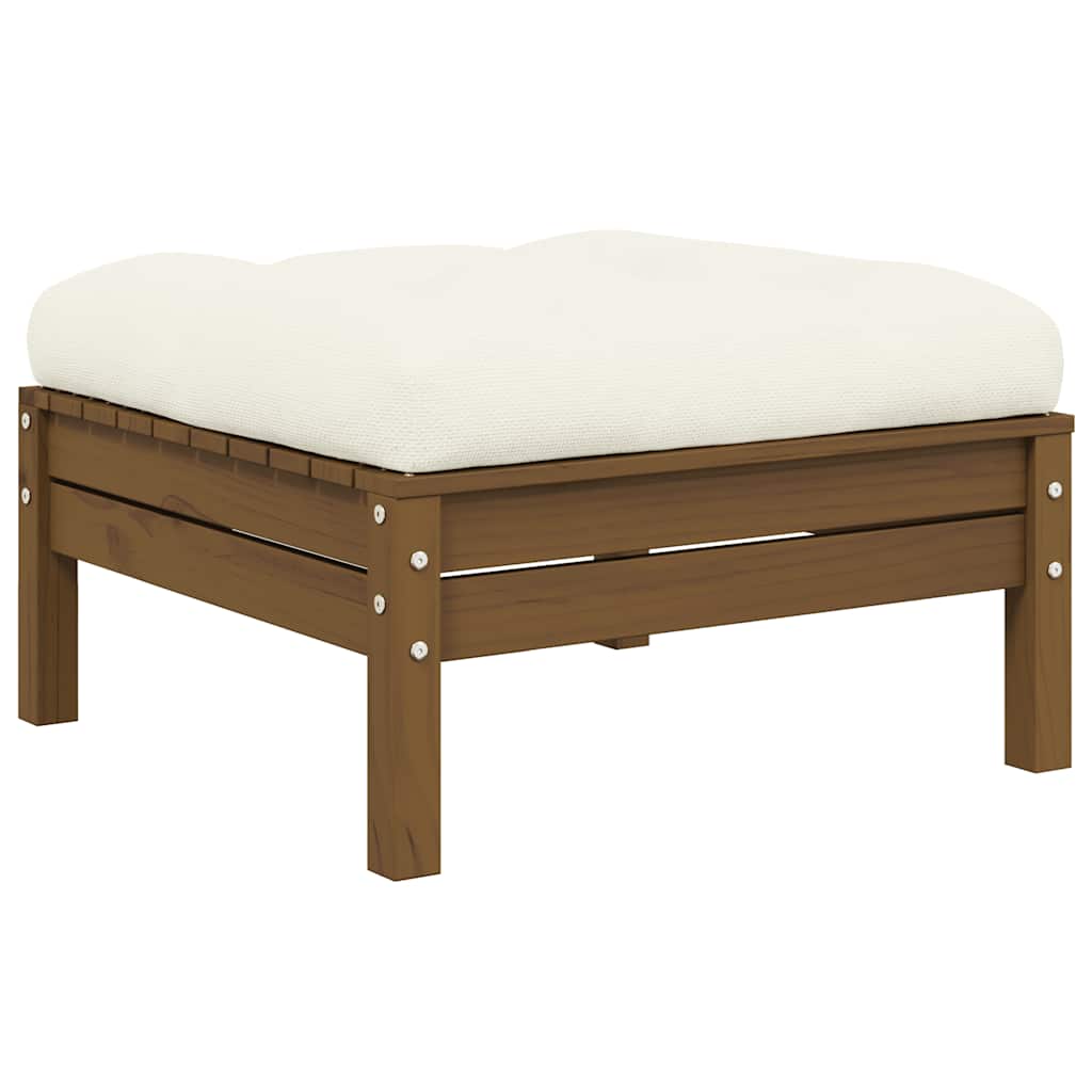 3 Piece Garden Lounge Set with Cream Cushions Solid Pinewood