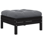 3 Piece Garden Lounge Set with Cushions Black Solid Pinewood