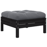 3 Piece Garden Lounge Set with Cushions Black Solid Pinewood - 45-Degree Angle