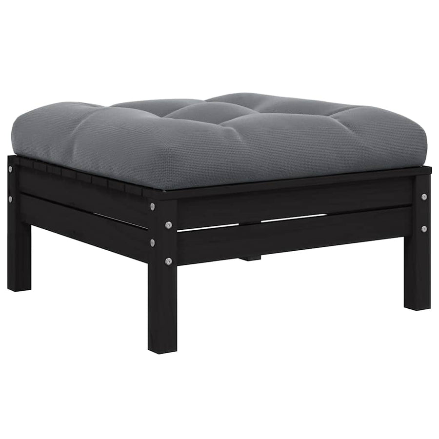 3 Piece Garden Lounge Set with Cushions Black Solid Pinewood