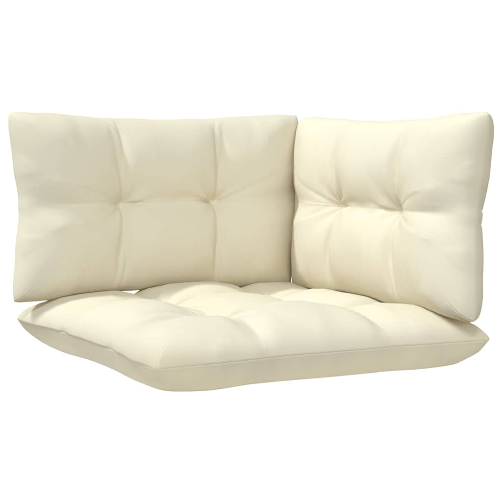 3 Piece Garden Lounge Set with Cream Cushions Solid Pinewood