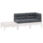 3 Piece Garden Lounge Set with Cushions White Solid Pinewood