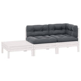 3 Piece Garden Lounge Set with Cushions White Solid Pinewood - Front View