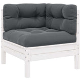 3 Piece Garden Lounge Set with Cushions White Solid Pinewood