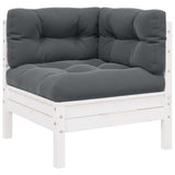 3 Piece Garden Lounge Set with Cushions White Solid Pinewood - Side View