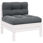 3 Piece Garden Lounge Set with Cushions White Solid Pinewood