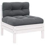 3 Piece Garden Lounge Set with Cushions White Solid Pinewood - Top-Down View
