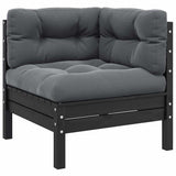 3 Piece Garden Lounge Set with Cushions Black Solid Pinewood