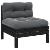 3 Piece Garden Lounge Set with Cushions Black Solid Pinewood - Top-Down View