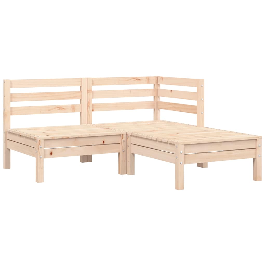 3 Piece Garden Lounge Set with Grey Cushions Solid Pinewood
