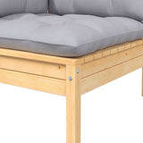 3 Piece Garden Lounge Set with Grey Cushions Solid Pinewood - Rear View