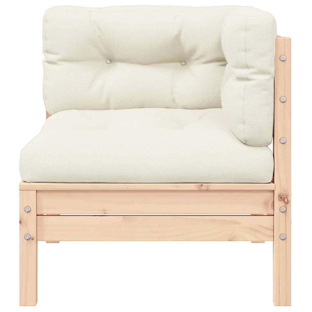 3 Piece Garden Lounge Set with Cream Cushions Solid Pinewood