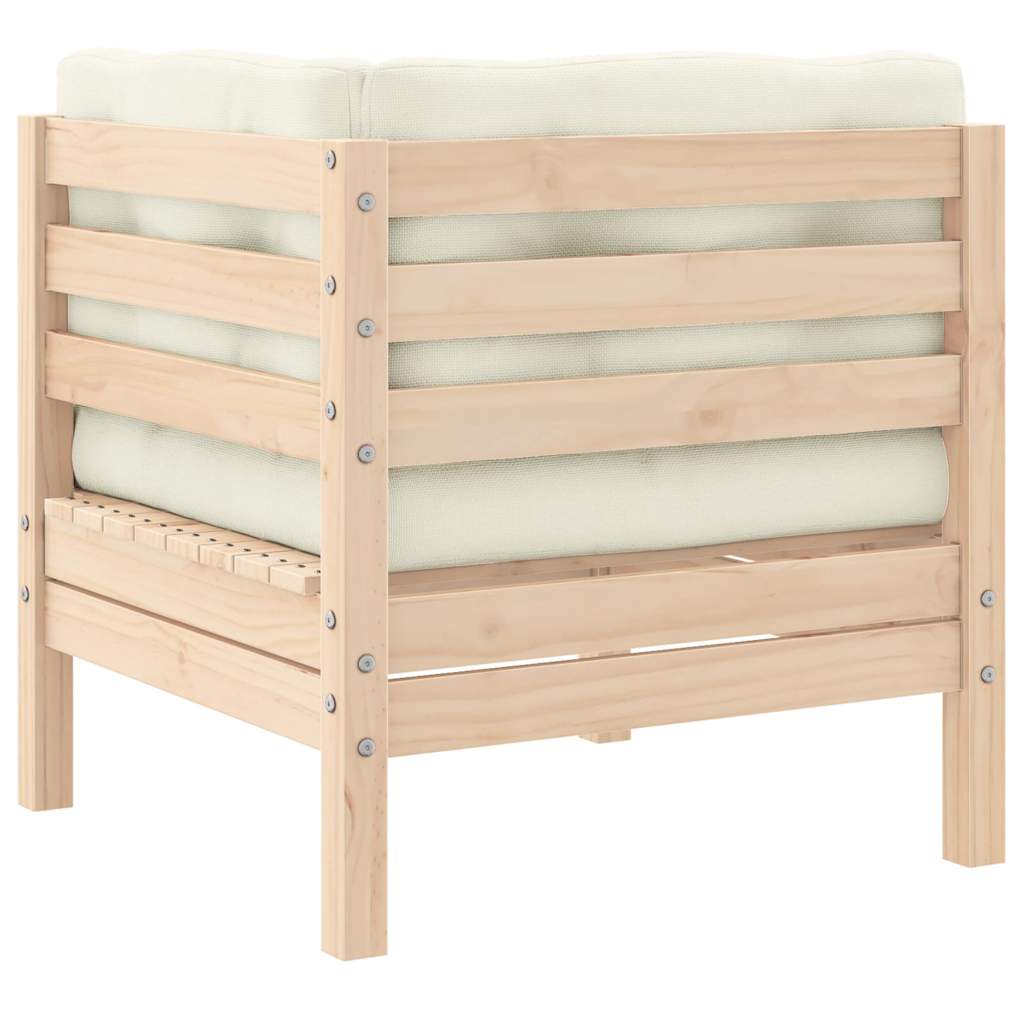 3 Piece Garden Lounge Set with Cream Cushions Solid Pinewood