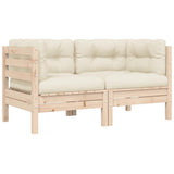 3 Piece Garden Lounge Set with Cream Cushions Solid Pinewood