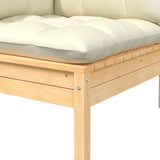 3 Piece Garden Lounge Set with Cream Cushions Solid Pinewood - 45-Degree Angle