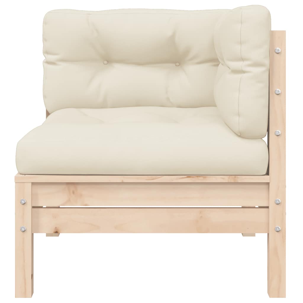 3 Piece Garden Lounge Set with Cream Cushions Solid Pinewood