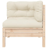 3 Piece Garden Lounge Set with Cream Cushions Solid Pinewood
