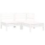 3 Piece Garden Lounge Set with Cushions White Solid Pinewood