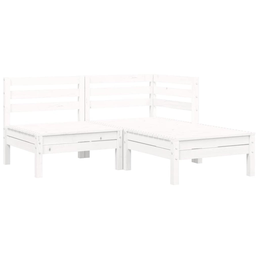 3 Piece Garden Lounge Set with Cushions White Solid Pinewood