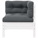 3 Piece Garden Lounge Set with Cushions White Solid Pinewood - Top-Down View