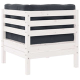 3 Piece Garden Lounge Set with Cushions White Solid Pinewood - 45-Degree Angle