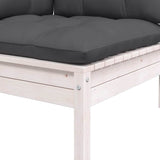 3 Piece Garden Lounge Set with Cushions White Solid Pinewood - Rear View