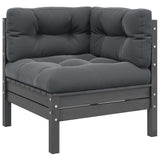 3 Piece Garden Lounge Set with Cushions Grey Solid Pinewood
