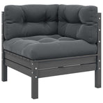 3 Piece Garden Lounge Set with Cushions Grey Solid Pinewood