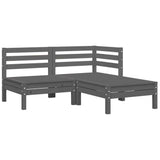 3 Piece Garden Lounge Set with Cushions Grey Solid Pinewood