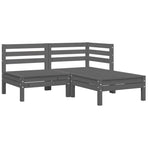 3 Piece Garden Lounge Set with Cushions Grey Solid Pinewood