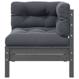 3 Piece Garden Lounge Set with Cushions Grey Solid Pinewood - Top-Down View