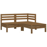 3 Piece Garden Lounge Set with Cream Cushions Solid Pinewood