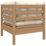 3 Piece Garden Lounge Set with Cream Cushions Solid Pinewood - Top-Down View