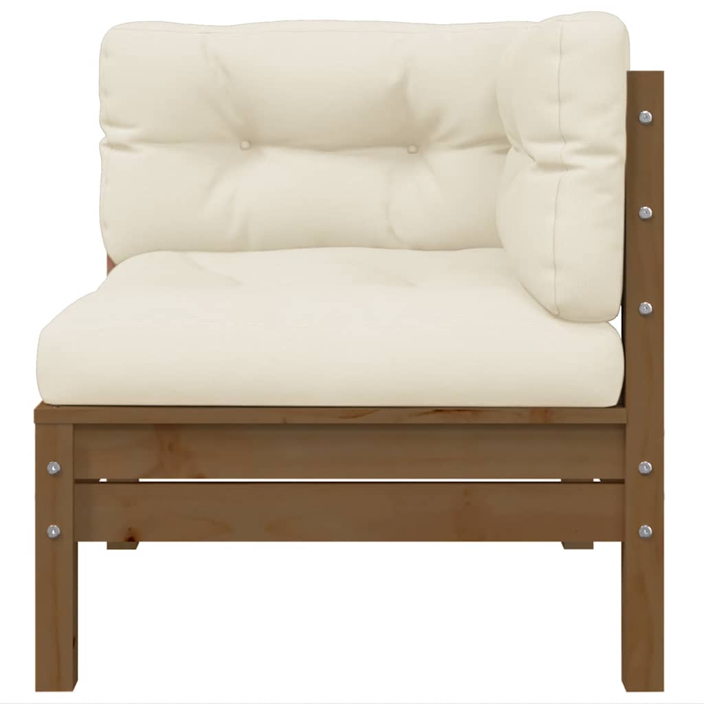 3 Piece Garden Lounge Set with Cream Cushions Solid Pinewood