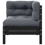 3 Piece Garden Lounge Set with Cushions Black Solid Pinewood - Top-Down View