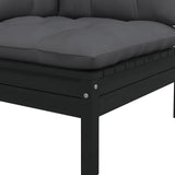 3 Piece Garden Lounge Set with Cushions Black Solid Pinewood - Rear View