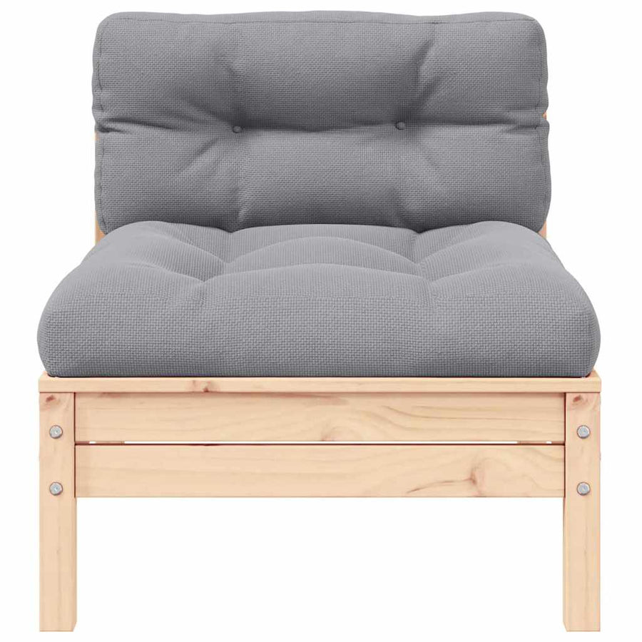 3 Piece Garden Lounge Set with Grey Cushions Solid Pinewood