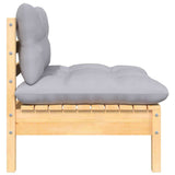 3 Piece Garden Lounge Set with Grey Cushions Solid Pinewood - 45-Degree Angle