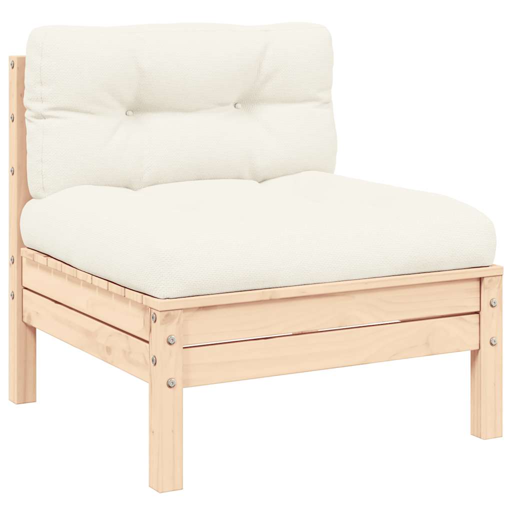 3 Piece Garden Lounge Set with Cream Cushions Solid Pinewood